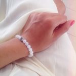 Lava and quartz rock crystals beads bracelet