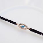 Macrame silver evil eye bracelet