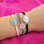 Rose crystal macrame bracelet