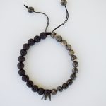 Lava and dark green jade crown bracelet