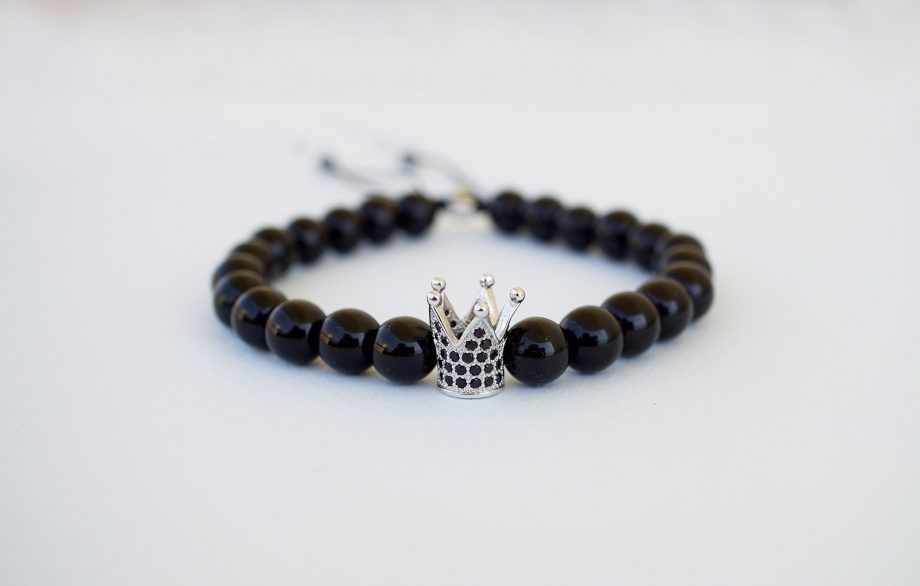 black onyx crown bracelet
