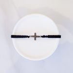 Silver cross macrame bracelet