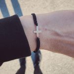Silver cross macrame bracelet