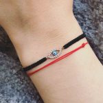 Macrame silver evil eye bracelet