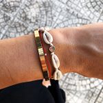 Natural cowrie shell personalised bracelet