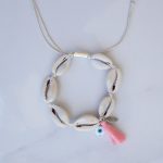 Natural cowrie shell bracelet with tassel