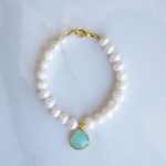 Pearls and green accent bracelet
