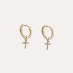 Cross hoop earring