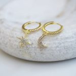 Moon & star hoop earring