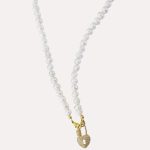 Heart padlock pearls necklace