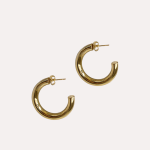Stainless steel gold tone hoop earrings