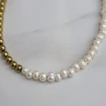 Two colors necklace pearls hematite