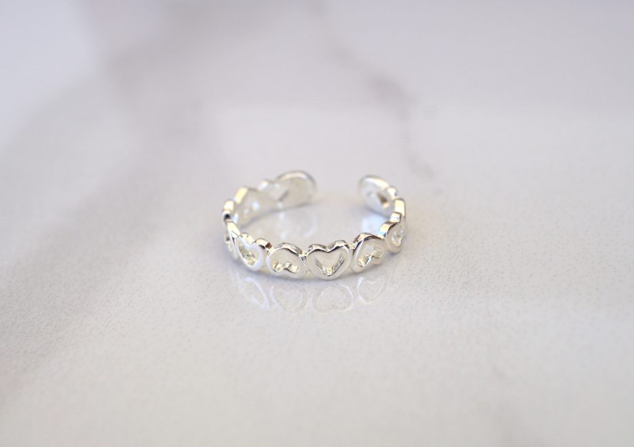 multi heart silver ring one size