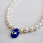 pearls and greek eye necklace