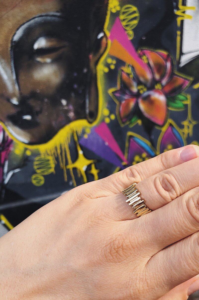 Eco brass golden pieces ring