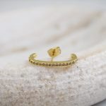 Hook stud earring with zircon